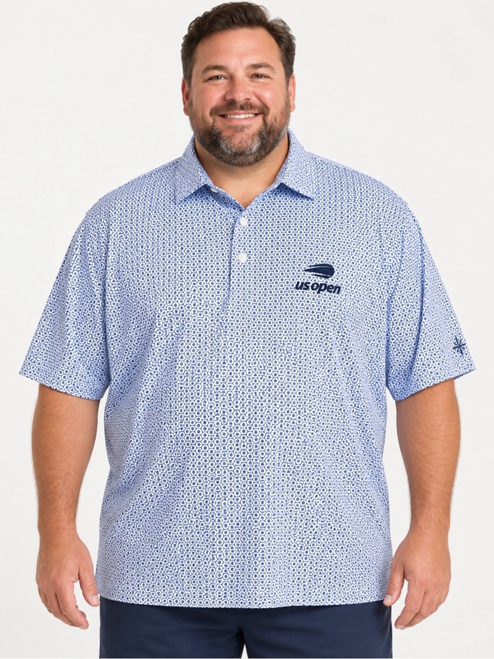 Draddy Mens US Open Performance Polo 2XL Honeycomb Print NWOT